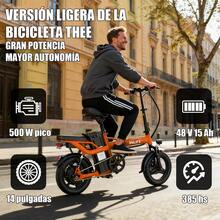 Bicicleta eléctrica plegable para adultos de 14 pulgadas: pico de 400 W, motor sin escobillas de alta velocidad, batería extraíble de 48 V 10 Ah, alcance de 45 KG, suspensión doble de dos asientos, 3 velocidades, neumáticos todoterreno, perfecto para caminatas, todoterreno, desplazamientos y regalos, estilo deportivo y componentes de alta calidad. - Naranja - Ver 6