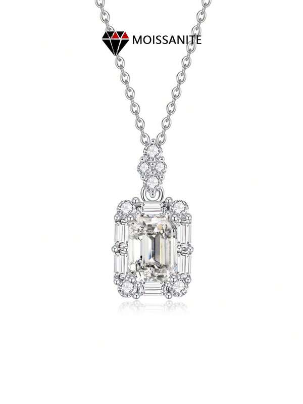 LOVESSOM قلادة مويسانيت ماسية 1 قيراط فضة عيار 925 بتصميم مكعب السكر، قلادة راديانت ذات تصميم راقي مناسبة للخطوبة والزفاف والحفلات والاستخدام اليومي، هدية فاخرة عصرية مناسبة للبنات والأمهات في المناسبات كعيد الأم وعيد الميلاد والذكرى السنوية