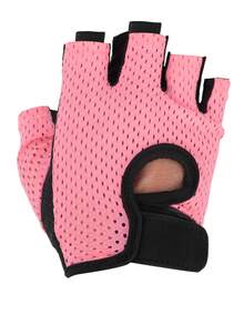 1 Pair Half Finger Breathable Polyester Fitness Gloves - Pink - View 6