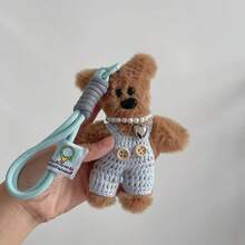 LLavero de peluche de juguete de oso pequeño encantador de 15cm, colgante para mochila, cadena anticaída de dibujos animados, llavero de coche bonito, accesorios para bolso de mujer y niña - 6 - Ver 2