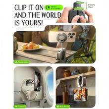 حامل هاتف مغناطيسي قابل للطي وللتدوير 360 درجة، متوافق مع المكتب والسفر والطائرة، تصميم قابل للتلسكوب، مصنوع من مادة ABS، دعم مغناطيسي قوي