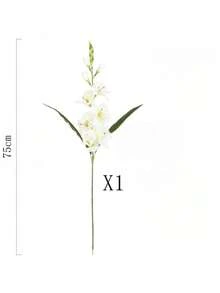 1/3/6支人造丝兰花枝，仿真石斛花，适用于墙面装饰、客厅卧室装饰、婚礼、派对装饰、桌面装饰。秋冬季落叶。 - 白色 - 查看 6