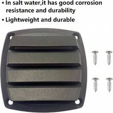 Marine Boat Square Vent, Black Louver Ventilation Grille, Stainless Steel Screws2 Pcs - Initial - View 5
