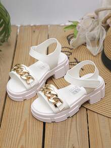 1 Pair Fashionable And Beautiful Girls Single Strap Anti-Slip Thick Soled Sandals, Stylish And Atmospheric, Suitable For Summer Outdoor Wear