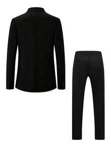 I FineLong Costume d'affaires pour hommes, ensemble de 2 pièces comprenant une veste et un pantalon, poches non ouvertes