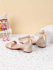 Summer New Arrival Printed Fabric Strap Girls High Heel Sandals, Girls' High Heel Dance Shoes For Student Performance And Daily Activities, Wedding Shoes - Apricot - View 4