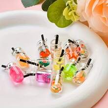 1/3/5/10pcs Mix Packed Milk Tea & Fruit Tea Charms, Resin Mini Bottle, Juice Drinks Pendants DIY Material - Multicolor - View 3