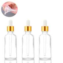 1个/3个，100毫升/50毫升/30毫升/5毫升透明玻璃瓶，配金色滴管盖，包含漏斗、加厚玻璃瓶、橡胶滴管、化妆品可灌装瓶、透明玻璃瓶、精油瓶 - 無色 - 查看 11