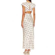 Yu Shuxin Same Style European And American Polka Dot Print Dress Design Sense Backless Long Dress Puff Sleeve Bodycon Dress - trắng - Xem 3