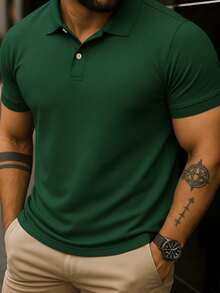 Men's Classic Pique Polo Shirt - Factory Price - 軍綠色 - 查看 1