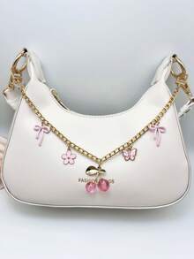 1pc Pink Bowknot Heart Cherry Bag Charm Travel Accessory Fashion Casual Handbag Shoulder Bag Pendant Chain Suitable For Various Bags Holiday Gift Room Decor Phone Accessories Phone Charm - Multicolor - View 3