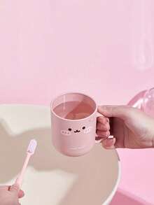 一套可爱兔子造型旅行牙刷架和漱口杯套装 - 便携式塑料牙膏杯、浴室漱口杯，节省空间的个人卫生解决方案，适合商务旅行和度假 - 彩色 - 查看 10