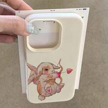 Funda de teléfono personalizada con diseño de conejo de amor dibujado a mano, elegante y simple, protección a prueba de golpes y anticaídas, resistente a la suciedad y duradera, adecuada para  17/17 Pro/17 Pro Max/17 Air/ 16/16 Pro/16 Pro Max/16 Plus/ 15/15 Pro Max/15 Pro/15 Plus/ 14/14 Pro/14 Plus/14 Pro Max/ 13/13 Pro/13 Pro Max/12/12 Pro/12 Pro Max/11/11 Pro/11 Pro Max/XR/X/XS/XS Max. Es el regalo de cumpleaños perfecto para novias, novios, esposos, esposas, amigos o para uno mismo, innovador y a la moda, adecuado tanto para hombres como para mujeres.Funda suave para antivirus, nuevo estilo y diseño, regalo protector para uso personal y corporativo - Blanco 1714 - Ver 5