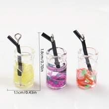 1/3/5/10pcs Mix Packed Milk Tea & Fruit Tea Charms, Resin Mini Bottle, Juice Drinks Pendants DIY Material - Multicolor - View 5