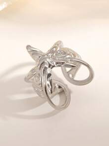 1pc Stainless Steel Fashion Rings, Suitable For Women's Daily Wear - Silver - View 20