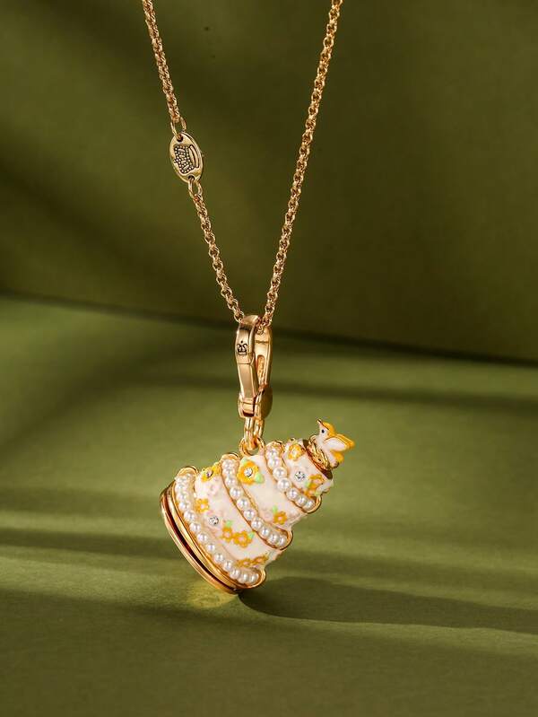 1Pc Fashion Luxurious Faux Zirconia Bow Enamel Openable Gift Box Pendant Necklace For Women Sweet Cool Party Jewelry, High-End Accessories, Bag, Keychain Pendant, Chic Girlfriend Gift, Christmas Gift