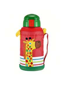 Tiger MML-C06C Children's Insulated Water Bottle: Wide Mouth Design For Easy Filling, Silicone Straw To Prevent Choking, Anti-Scalding Rim, Vacuum Insulation, 630ml, Non-Slip And Portable, Giraffe Design.