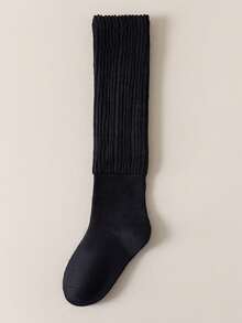 3 Pairs Women's Solid Color Socks, Casual & Versatile, Thick & Warm For Autumn/Winter, Over The Calf School Style, Cozy Socks - Multicolor - View 11