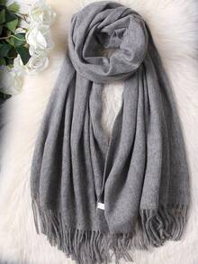 Thick Long Shawl/Blanket, 280g - Cinza-escuro - View 3