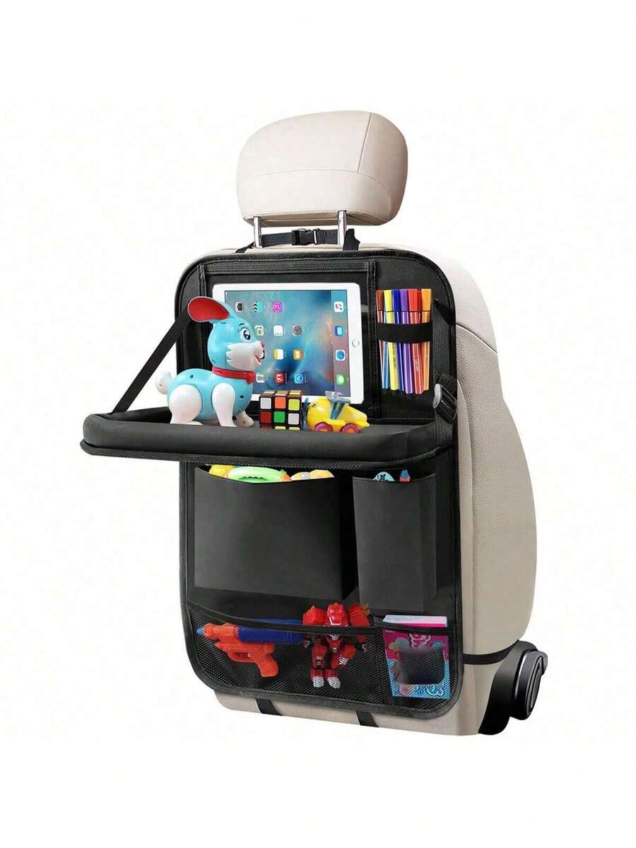 This Car Back Seat Organizer Is Equipped With A Foldable Tray Table, Dual-Layer Mesh Pockets, Adjustable Straps, And Cup Holders, Saving Space And Making It An Ideal Choice For Children And Adults During Travel. It Can Also Be Used As A Portable Tablet And Book Stand, Making It An Essential Item For Family Road Trips, Commuting, Carpooling, Camping, Picking Up/Dropping Off Kids, And Long-Distance Driving. - Multicolor - View 1