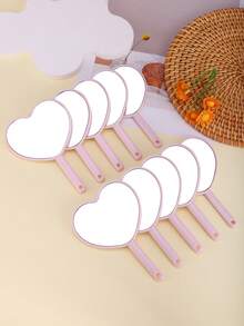 1个/5个/10个装 手持心形化妆镜，可爱学生宿舍必备，价格实惠，圣诞礼物，化妆品，化妆工具，便宜好物，礼物，女士礼物，圣诞礼物 - 彩色 - 查看 9