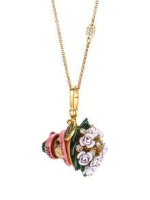 1Pc Fashion Sweet Enamel Glazed Pink Bow White Rose Bundle Pendant Necklace For Women Elegant Cool Party Jewelry, High-End Accessories, Bag, Keychain Pendant, Girlfriend Gift, Mother's Day Gift, Christmas Gift - Dây chuyền mặt dây chuyền bó hoa - Xem 6