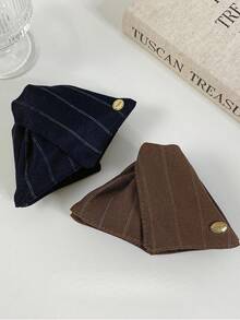 1pc Striped Fabric Triangle Golden Medal Elegant Hair Clip For Women Hair Claw Winter Hair Accessories Fashion Claw Clips Summer Beach Vacay Vacay Hair Clips - Multicolor - View 4