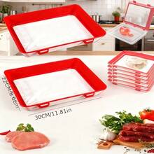 4个可堆叠冰箱储物盒，真空保鲜托盘，高品质冷切设计，适用于新鲜蔬果、面包、肉类，是家庭和专业厨房的理想储物方案。 - 彩色 - 查看 2