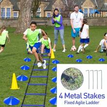 Speed And Agility Ladder Training Equipment Set Includes 12 Rung 20ft Agility Ladder 4 Agility Hurdles 12 Disc Cones 1 Resistance Parachute For Training Football Soccer Basketball Athletes - Màu xanh lam - Xem 3