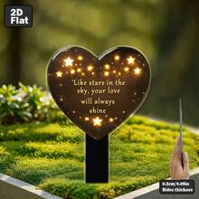 1件心形纪念牌匾，墓碑装饰，人类墓地标记，花园庭院户外装饰，刻有“如星空般璀璨”字样 - 8x5.12英寸塑料花园标牌，户外慰问礼物，送给挚爱亲人，草坪和露台装饰，墓地鲜花，纪念品，珍藏品 - 彩色 - 查看 4