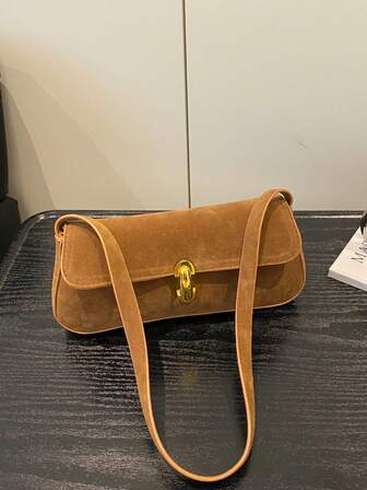 Bolso de mano de ante minimalista y retro, nueva bolsa de hombro y axila mate para mujer de otoño/invierno 2025, bolso tote pequeño, bolso baguette ligero