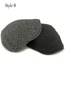 Winter Classic Beret Warm Newsboy Cap Plaid Forward Hat - Multicolor - View 10