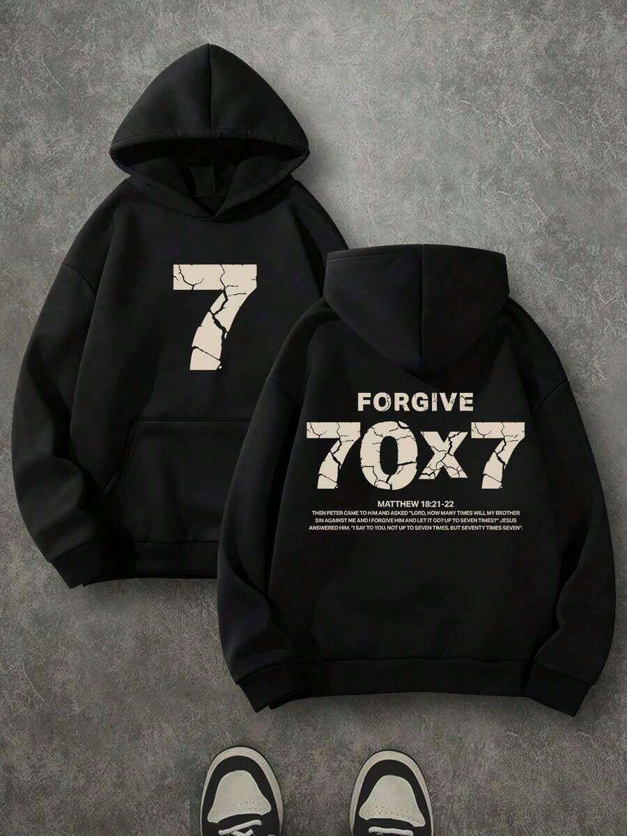 Forgive 70x7 Unisex Christian Hoodie Christian Scripture Hoodie Double Sided Printed (280g Polyester Fiber) Long Sleeve Fleece Hoodie Christian Gifts Casual Athletic Fall Hoodie Men And Women's Long Sleeve Fleece Hoodie Autumn And Winter An Ultra-Soft And Comfortable Essentials Hoodie Hoodie Women Sweatshirts Women Hoodies Men's Hoodie Sweatshirts Men Essentials Fear - 黑色 - 查看 1