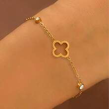 3 Peças Pulseira Minimalista e da Moda em Aço Inoxidável 18K com Formato de Coração, Não Desbota, Decorada com Diamantes, Adequada para Uso Diário de Mulheres como Presente - Multicolorido - Visão 9