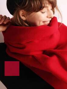Thick Long Shawl/Blanket, 280g - Red - View 3