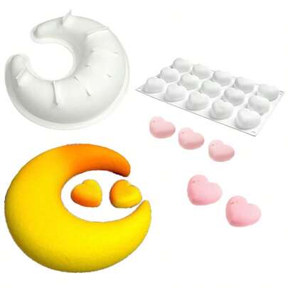 1pc Silicone Moon Mousse Cake Mold, Non-Stick Silicone Baking Tray With A Round Crescent And Moon Design, Ideal For Crafting French Pastries, Chocolates, And DIY Moon-Shaped Cakes. Suitable For Festive Occasions, Birthdays, And Weddings. Easy To Release Baked Goods And Reusable For Long-Term Use., Arab Festivals, Islamic Festivals, Festival
