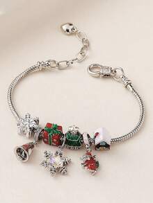 1件圣诞铃铛、圣诞树、雪屋、镂空雪花串珠手链，圣诞礼物 - 均碼 - 查看 4