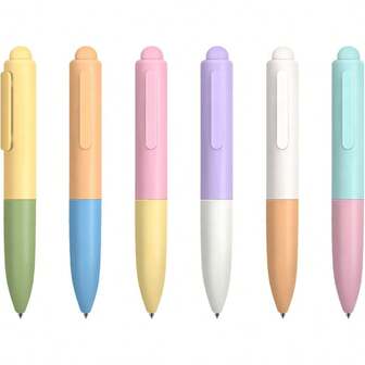 6 st/set infällbara söta Macaron-kulspetspennor - svart bläck med medelstor spets, snabbtorkande, bekväm skrivning | Kontor, kalender, julklapp (blandade färger)