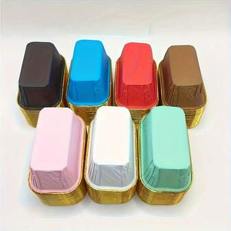 50 piezas, Moldes cuadrados de papel de aluminio para mini pasteles, Moldes para mini magdalenas y mini pasteles, Herramientas de cocina para hornear