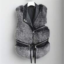 Short Faux Fox Fur Vest For Women Fashion Women Vest - 銀狐 - 查看 12