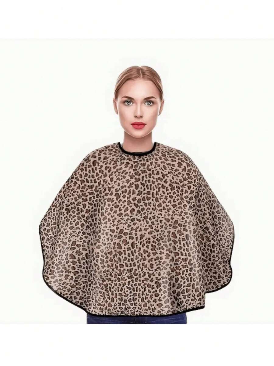 Adjustable Leopard Print Salon Hair Cutting Cape, Professional Hairdressing Accessory - Multicolor - View 1
