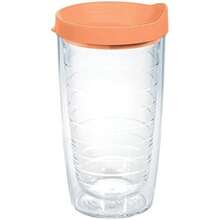 Tervis - Vaso aislante de doble pared transparente y colorido, fabricado en Estados Unidos, taza de viaje que mantiene las bebidas frías y calientes, 16 onzas, tapa azul luna(16 oz Citrus Sunrise tapa) - Multicolor - Ver 2