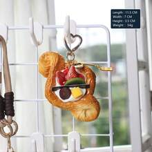 1pc/Bag 3 Types Creative Interesting Novel Fashion Mini Realistic Food Keychains - Egg Tart, Cake, Keyring, Handbag, Wallet, Pendant - Multicolor - View 8