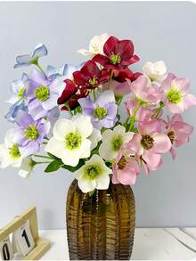 Bó hoa giả mô phỏng hoa hồng Giáng sinh, cây giả siêu thực, nguyên liệu làm hoa cầm tay tự làm, thích hợp trang trí nhà cửa, văn phòng, đám cưới và tiệc tùng. - Nhiều màu - Xem 2