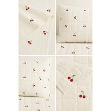 Queen Size Bedspread Set, 3 Pieces, Essencialle Cotton, 160 Thread Count, Various Colors, Blue Butterflies - Anh đào - Xem 4