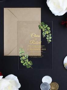 Tarjeta de invitación de boda transparente de acrílico de moda con tarjeta de respuesta con código QR, invitación de cumpleaños, invitación de 15 años, invitación de boda, conjunto de invitación de boda, invitación de boda de espejo de oro rosa con tarjeta de respuesta, invitación de 15 años, elegante personalizada - Multicolor - Ver 14