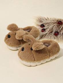 Pantuflas de peluche de cachorro para niños pequeños/niños, zapatos forrados cálidos y antideslizantes para el hogar, lindos para niñas con tacón grueso, invierno