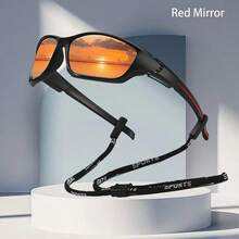 复古方形超大男女通用时尚运动眼镜，带链条，奢侈品牌设计师风格，热带海滩度假夏季粉彩色调，闪亮材质，优雅美学，适合男女度假、经典骑行、购物、户外运动、钓鱼、驾驶、跑步、徒步、露营、摩托车骑行等场合佩戴。 - GL-F33 - 查看 10