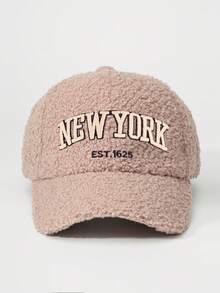 1pc Embroidered NEWYORK Teddy Fleece Adjustable Baseball Cap, Casual Outdoor Hat - Baseball Cap - View 7