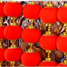 新年红灯笼挂饰流苏红球灯笼串中国风手工装饰球春节